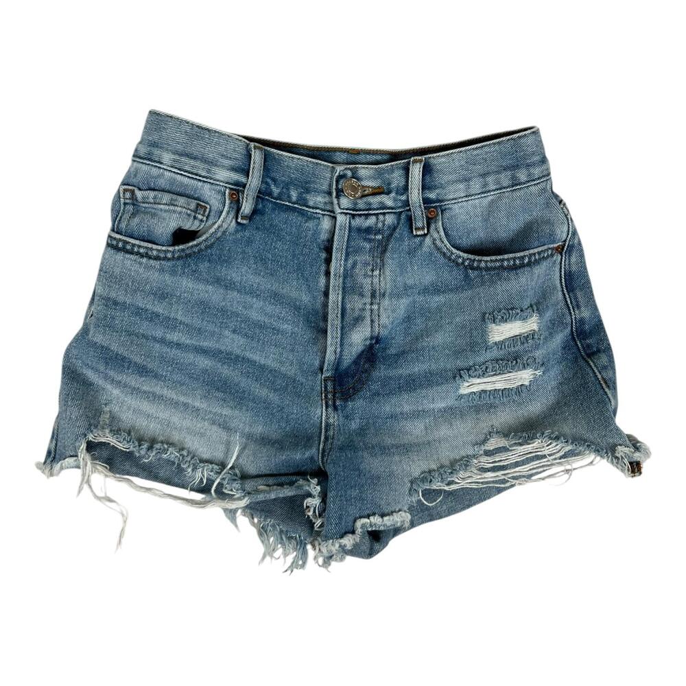 PacSun Denim Shorts Womens 25 Blue Vintage High Rise Distressed Cutoff Frayed